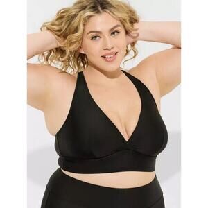 Torrid Womens Wireless Triangle Bikini Top Plus Size 6X Black Lined Beach Resort